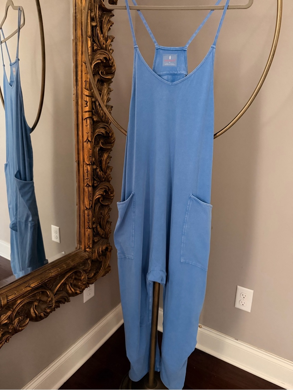 Free People Hot Shot Onesie- Washed Blue Women's Jumpsuit with Pockets
